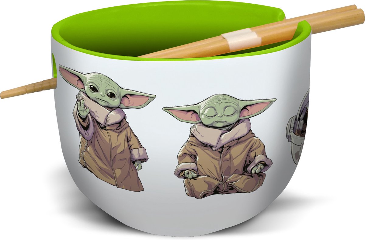 Stor star wars: il mandalorian - ciotola di grogu ramen con bacchette