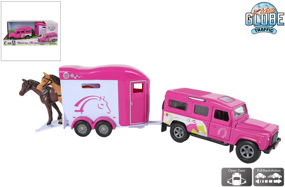 Kids globe land rover with trailer 26cm
