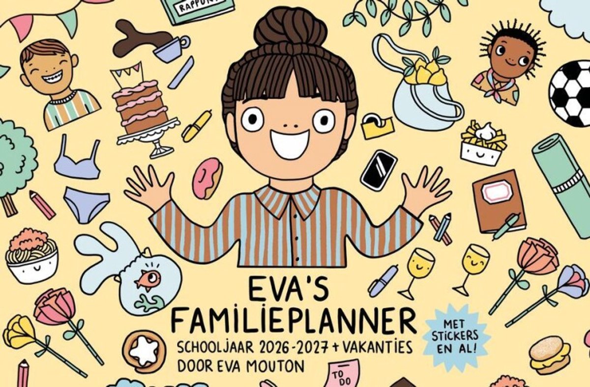 Borgerhoff lamberigts Eva's Family Planner 2026–2027 – agenda settimanale per 5 persone con adesivi e colonne extra