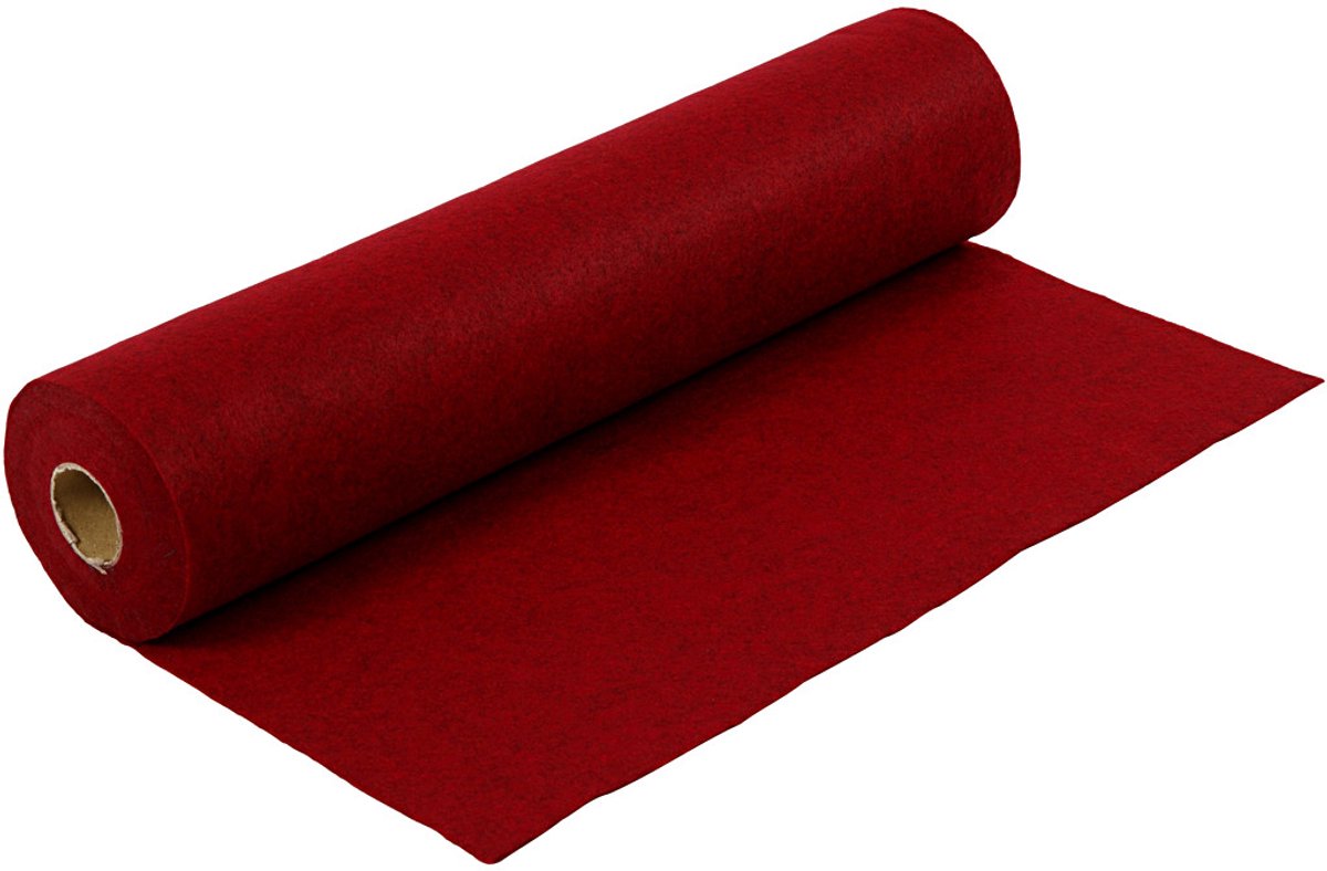 Fieltro Hobby Creativ Company, A: 45 cm, grosor 1,5-2 mm, jaspeado, 180-200 gr, rojo, 5 m, 1 rollo