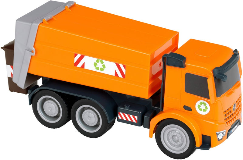 Klein Toys Mercedes-Benz Arocs - camión de basura - naranja - escala 1:24 - juguete