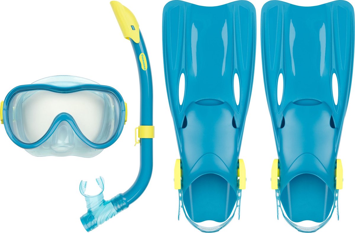 Waimea duikset - masker snorkel vliezen - kinderen - blauw - maat 35-38
