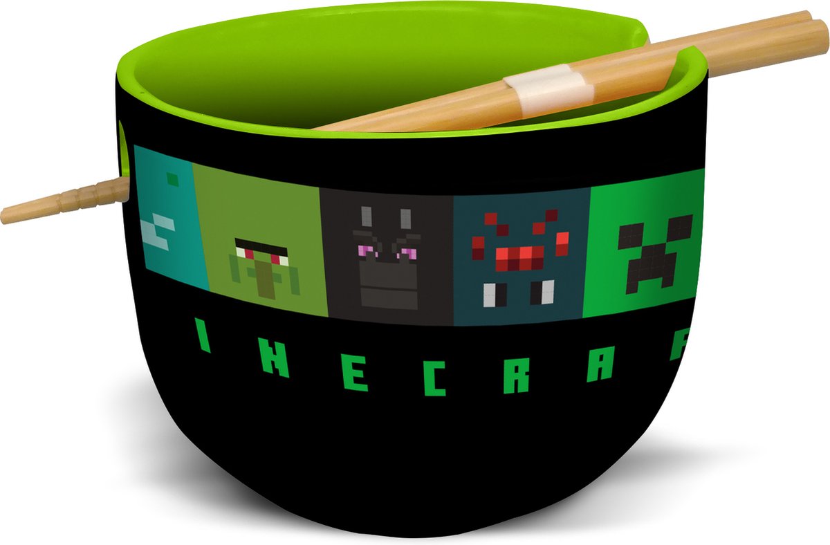 Stor minecraft - personages gezichten ramenkom met eetstokjes