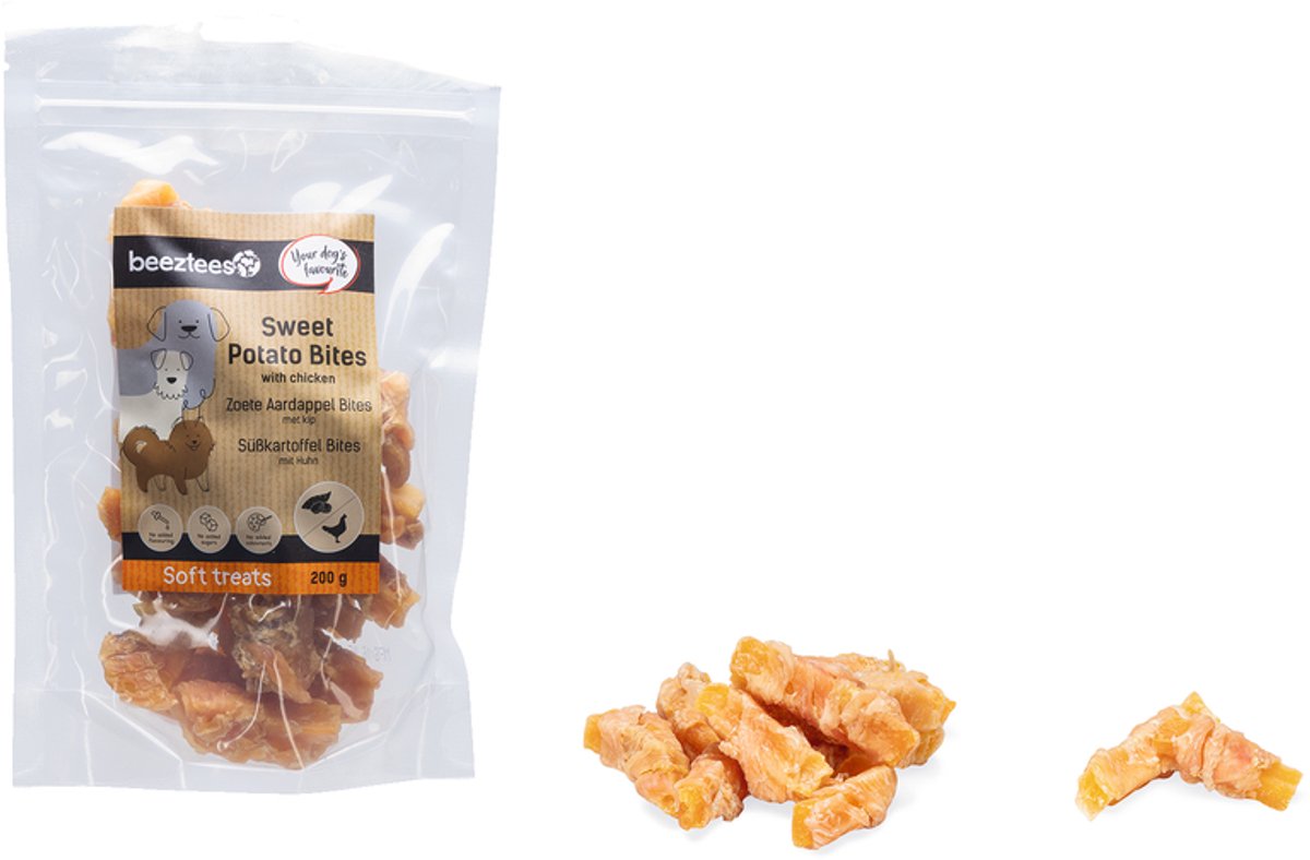 Beeztees bocconcini di patate dolci con pollo - snack per cani - dolcetti ricompensa - 200 grammi