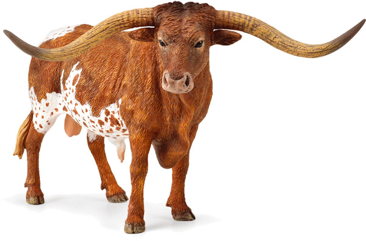 Figura Collecta - Toro de cuernos largos de Texas - (xl) - animales de granja - pintado a mano - miniatura