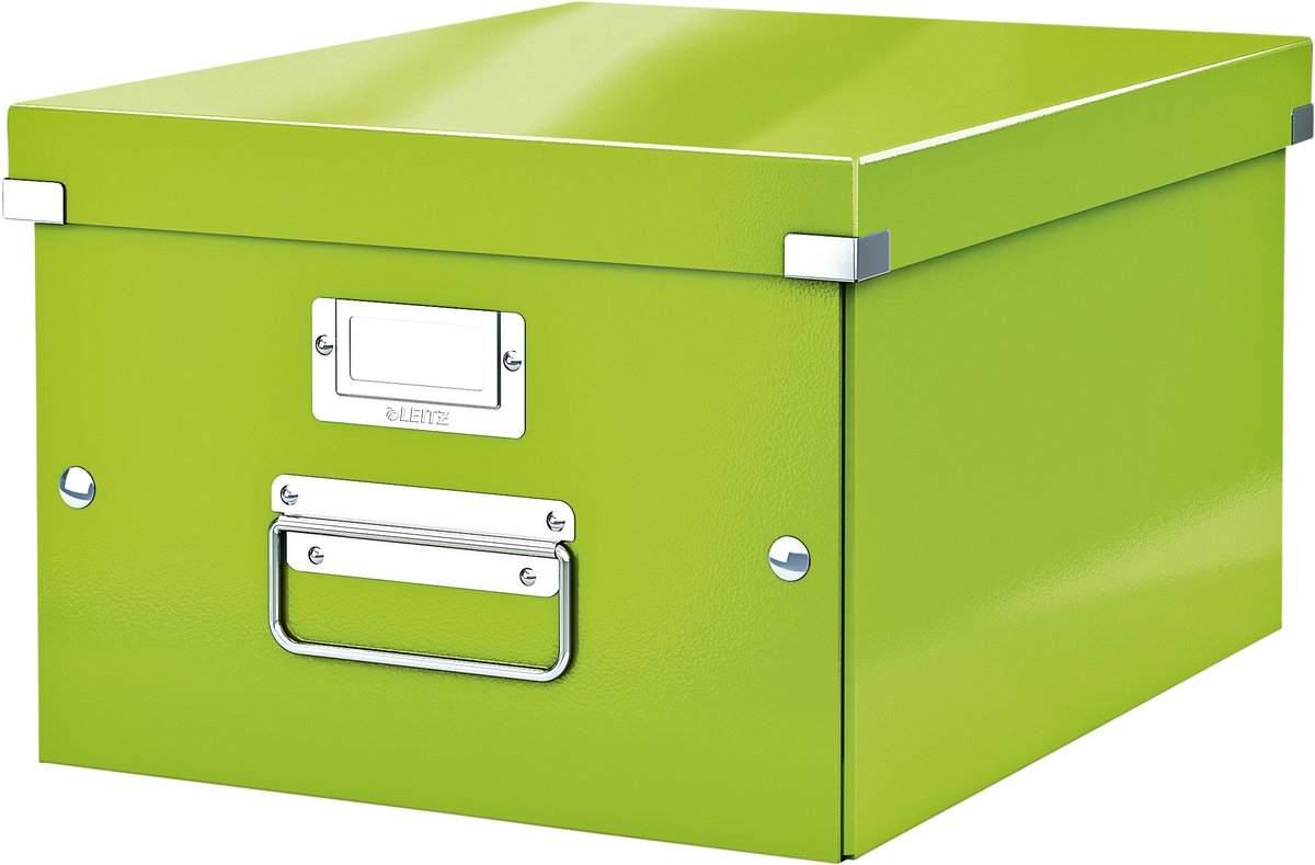 Leitz wow click store middelgrote kartonnen opbergdoos - 85% gerecycled karton - 28.1 x 37 cm (bxd) - voor a4 formaten - ideaal voor kantoor en thuiswerken - groen