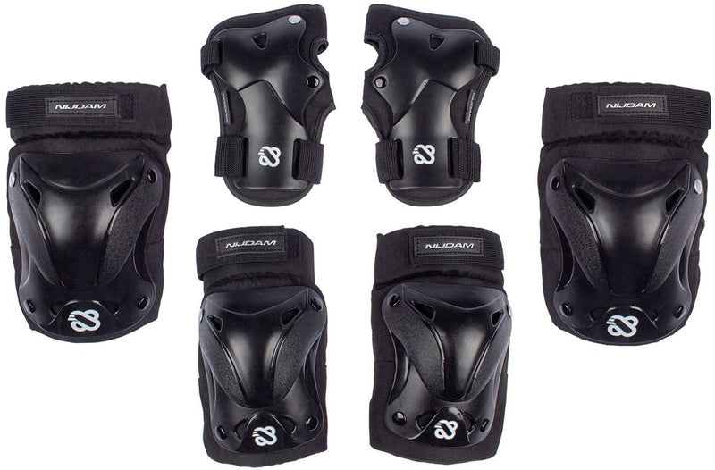 Juego de protección para patines Nijdam senior - protector de tinta - negro gris plateado - l