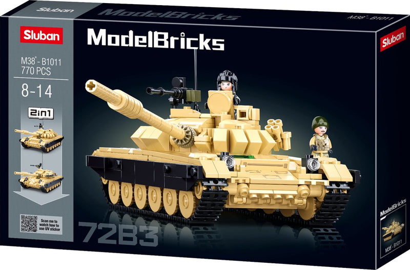 Modello Sluban in mattoni, carro armato da combattimento T-72B3, giocattoli da costruzione - modellino da costruzione - scatola da costruzione con 770 blocchi - M38-B1011 da 8 anni