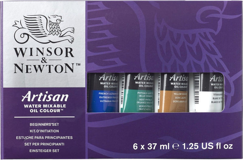 Winsor Newton 1590267 set di colori a olio artigianali miscibili con acqua – set iniziale – 6 × 37 ml – pittura a olio miscibile con acqua