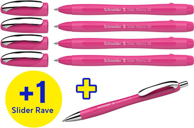 Bolígrafo schneider de instrumentos de escritura schneider - slider memo + rave - caja de 4 + 1 gratis - s-150265