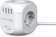 Realpower powerbox4 31 - Regleta cubo de 4 puertos - 3 x USB, 1 x USB-C - cable de 1,8 metros - blanco