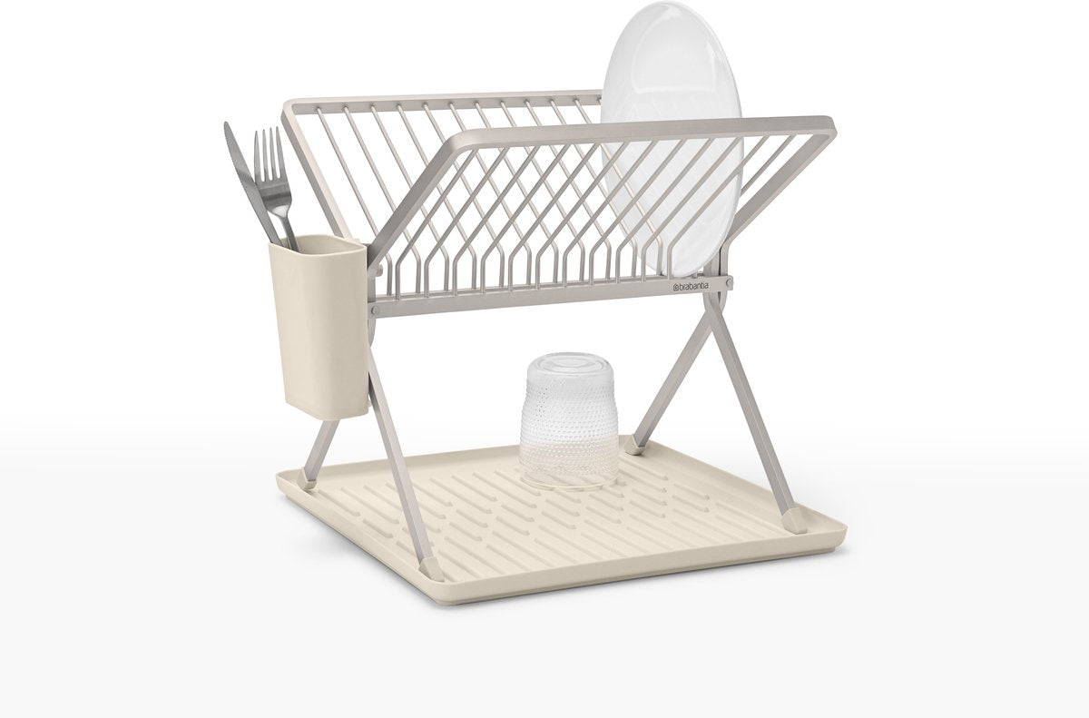 Brabantia sinkside afdruiprek - inklapbaar - met bestekhouder - compact - soft beige