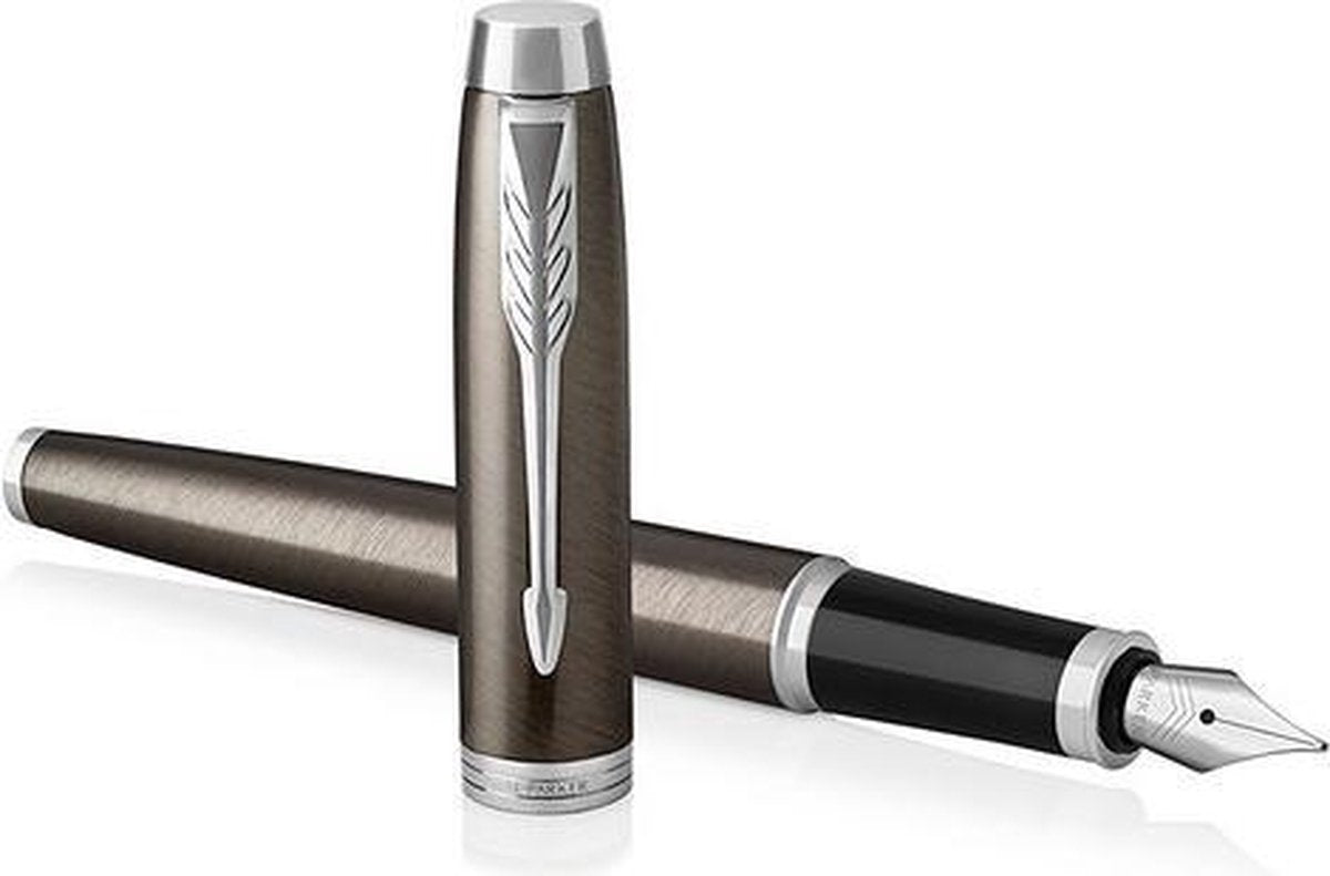 Parker soy pluma estilográfica | café expreso oscuro | punta fina con recarga de tinta azul | embalaje de regalo