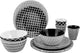 Bo-camp - servies - mix match - 16 stuks - zwart wit