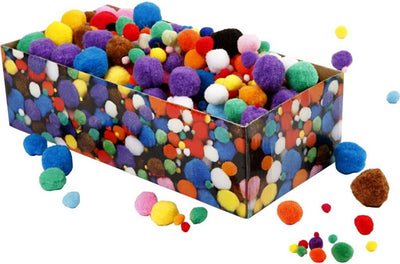 Creative Company Pompons, D 5-40 mm, ca. 720 pezzi, vari colori, 200 g 1 scatola