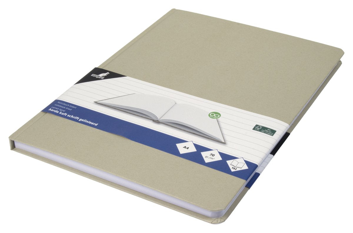 Quaderno Kangaro - a4 - linea - 192 pagine - 70 grammi - copertina rigida - kraft - k-5523