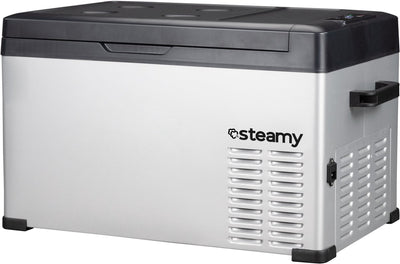 Steamy -e single zone elektrische compressor koelbox - single zone - 27 liter - 12v en 230v - voor auto en camping - zilver