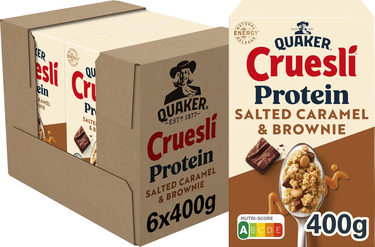 Quaker cruesli protein salted caramel brownie 6 x 400 gr