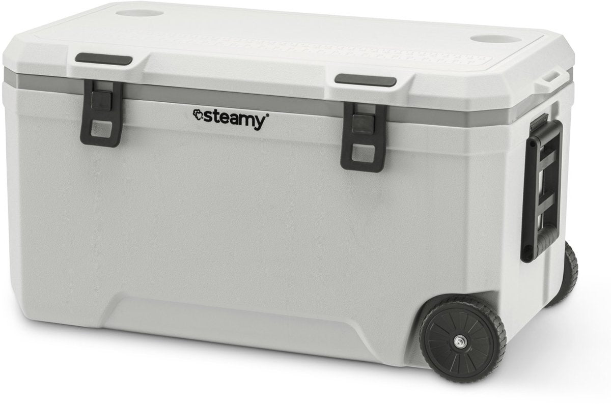 Steamy marine 120 roller - nevera grande con ruedas - especial para barco - 120 litros - blanco