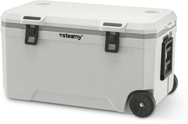 Steamy marine 120 roller - nevera grande con ruedas - especial para barco - 120 litros - blanco