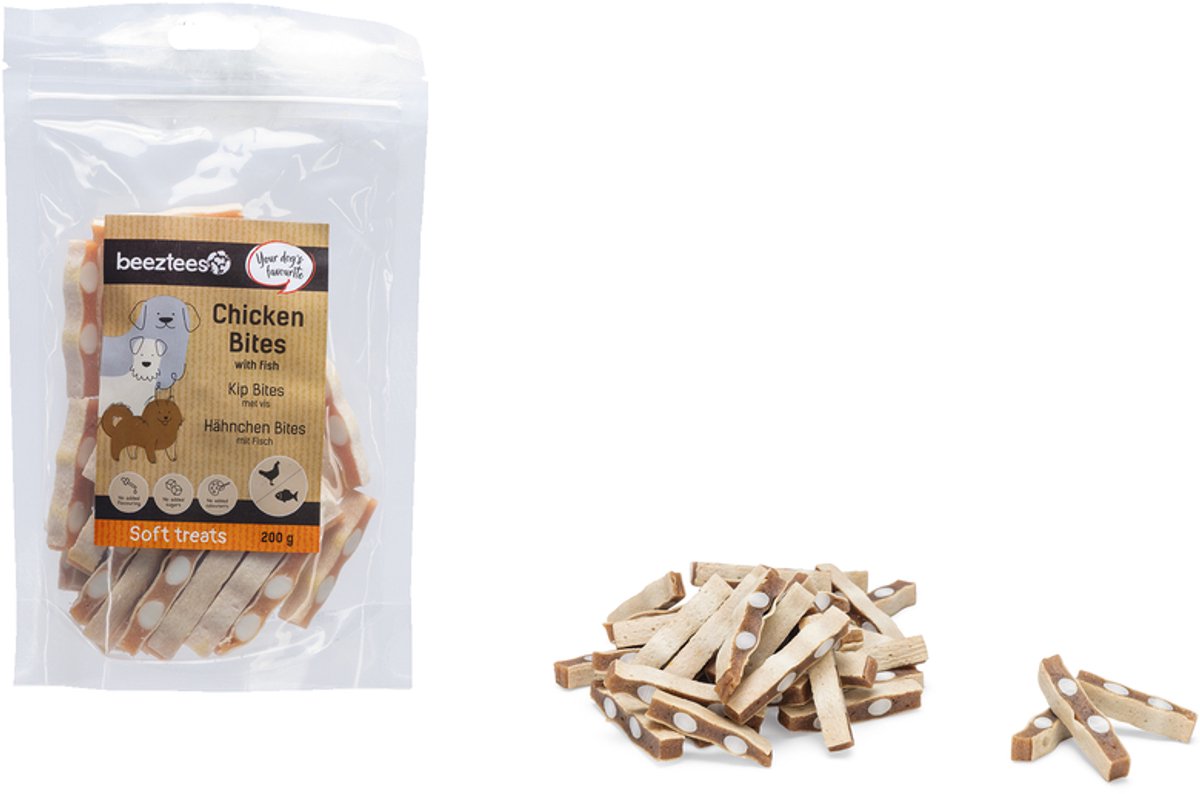Beeztees bocconcini di pollo con pesce - biscotti per cani - snack per cani - zuppe per cani - 200 grammi