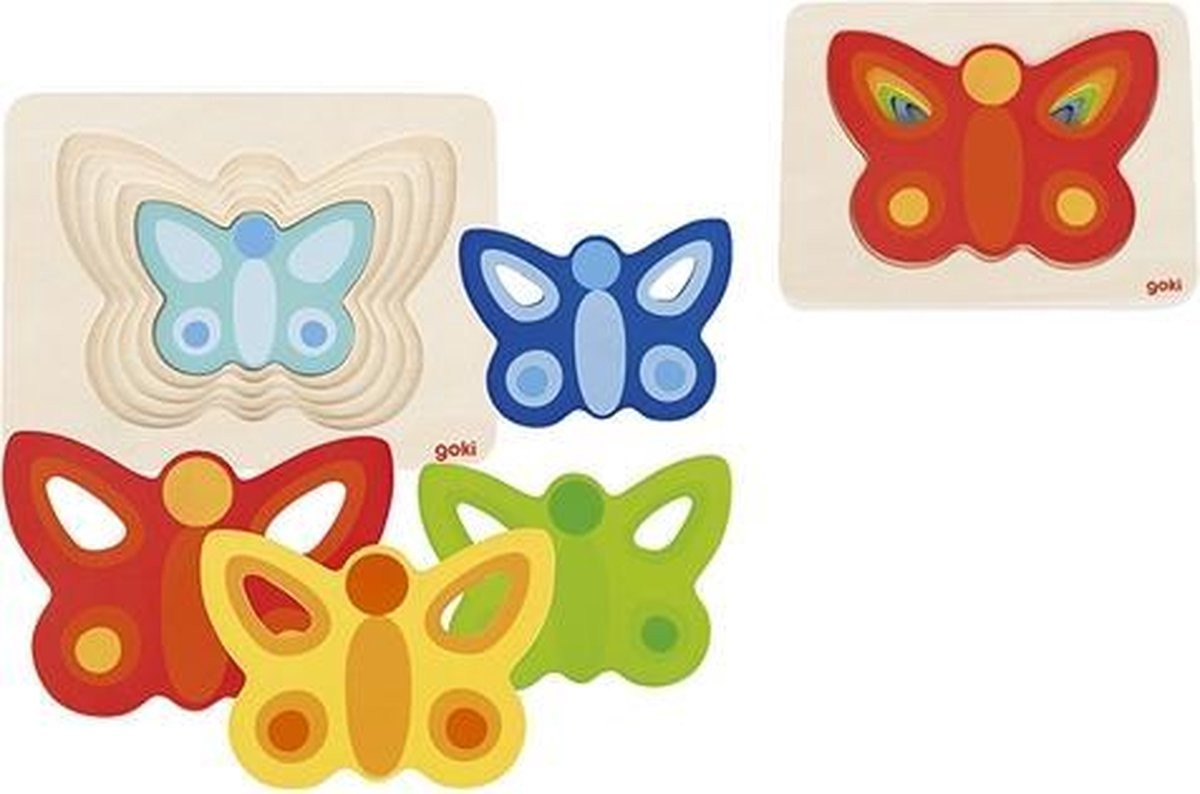 Farfalla puzzle a strato Goki, 5 strati