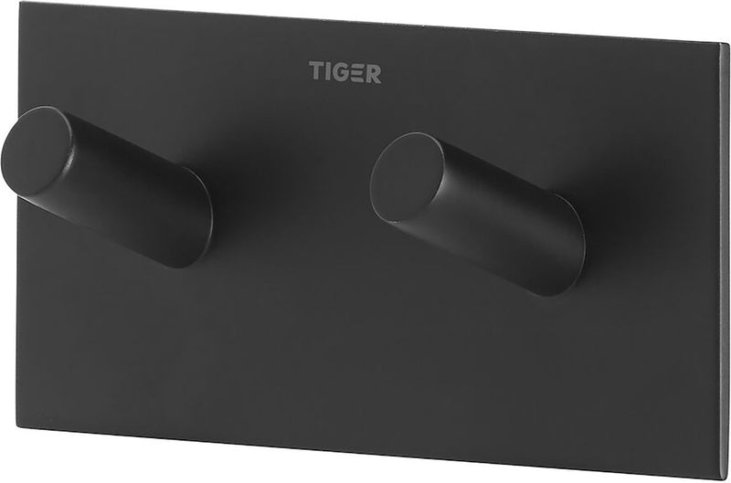 Tiger square - toallero doble - sin taladrar - ganchos para toallas - cinta 3m - negro mate