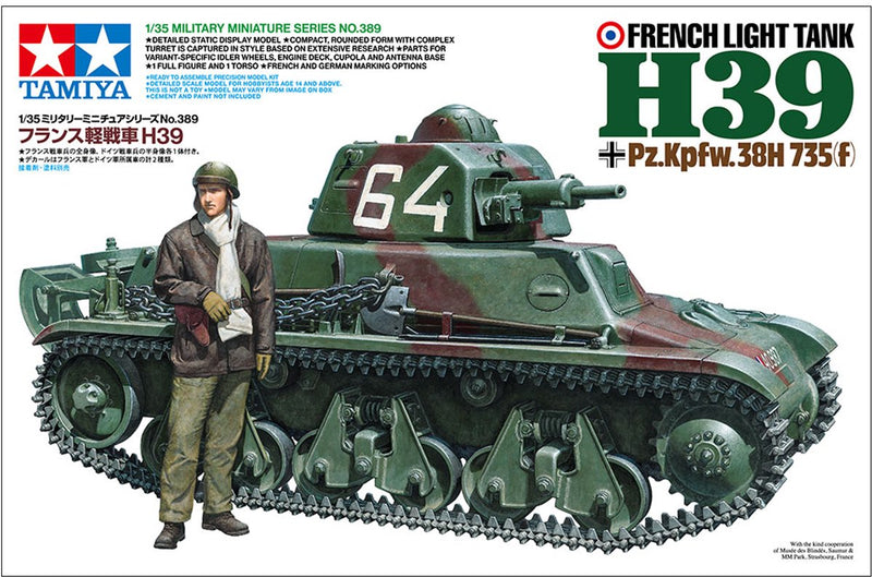 Maqueta Tamiya de vehículos militares - 35389 tanque ligero francés h39 - pz.kpfw.38h 735(f) - hotchkiss h39 - tanque de plástico - 1:35 - fabricación de modelos