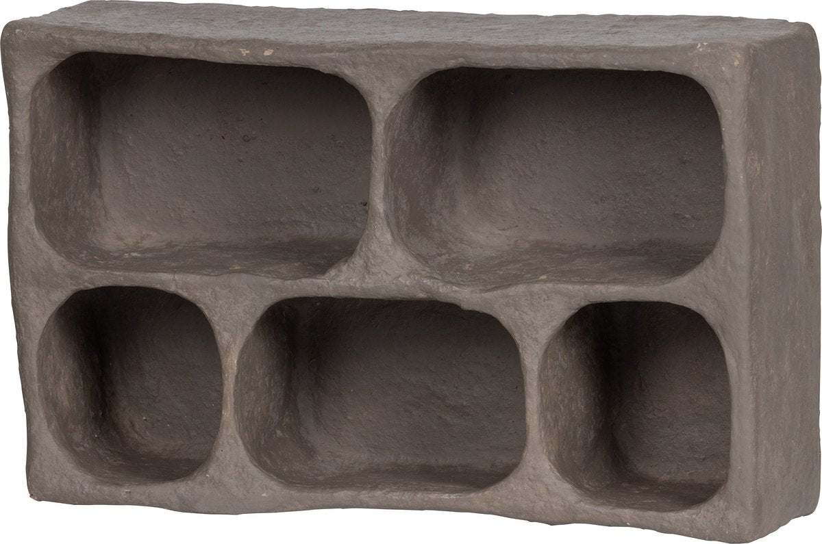 Mueble de pared de madera de barro - papel maché - gris - 70x45x23