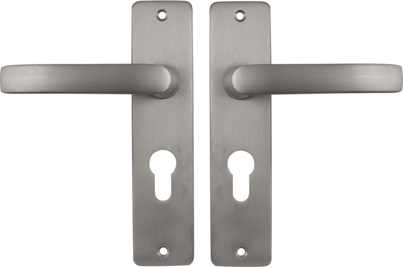 Maniglia per porta Starx argento - aspetto acciaio inossidabile - ferramenta per porta - protezione per porta per cilindro profilato (pc55) - blocco maniglia per porta