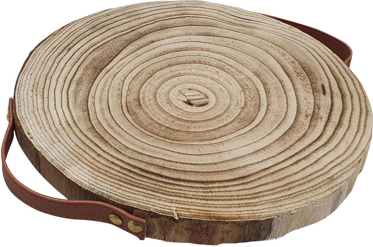 Decoration Tree Disco Paulownia Wood con manici in pelle