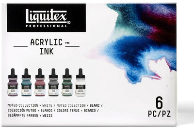 Juego de tintas acrílicas profesionales Liquitex 3699355 – colección muted + blanco titanio 6×30ml – tinta acrílica altamente pigmentada y resistente al agua