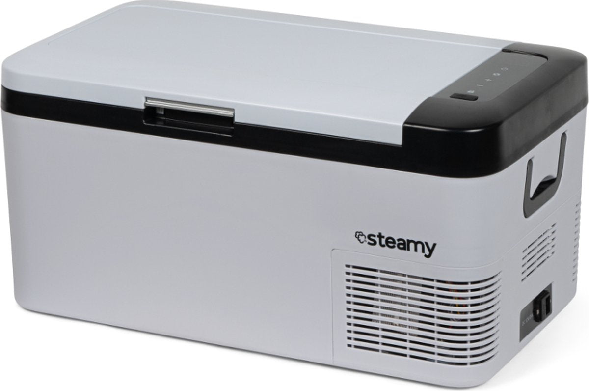 Steamy -e single zone elektrische compressor koelbox - 20 liter - 12v en 230v - voor auto en camping - wit