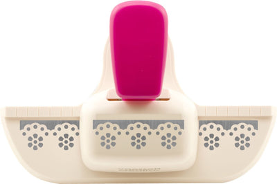 Vaessen creative pons - randpons bloemetjes - 1,4 x 4,5 cm - ivoor roze