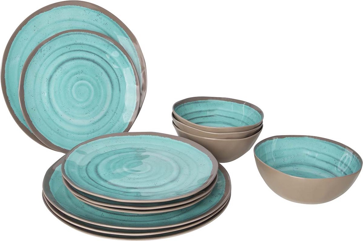 Bo-camp - servies - halo - 12 stuks - aqua
