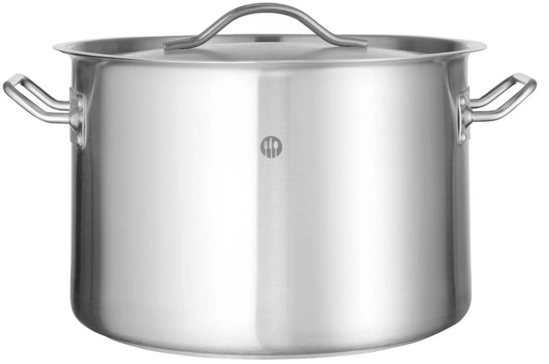 Olla Hendi con tapa - acero inoxidable con fondo sándwich - 14 litros - 30 cm de diámetro x 20 cm de alto - plata mate - para todo tipo de fuegos, inducción