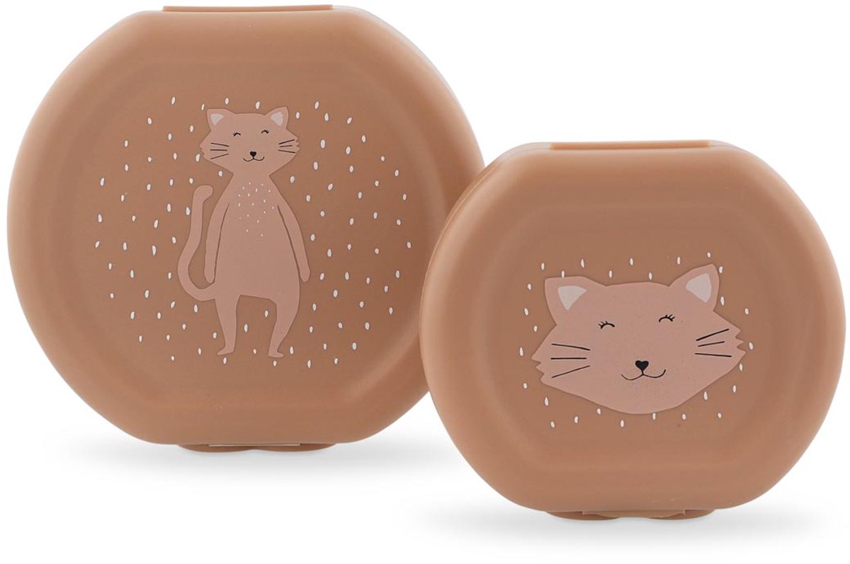 Trixie set di due scatole per snack con clip - mrs. gatto - facile da aprire - senza BPA - per la scuola e in viaggio
