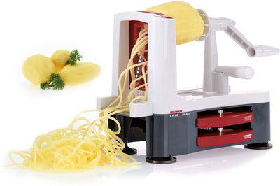 Westmark spiral cutter for fruit and vegetables, with 3 cutting inserts, sharp stainless steel blades, spiromat, anthracite white red, 11332260