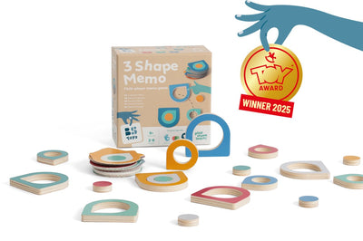 Bs Toys Memo de 3 formas - Memo de 3 formas - Juguete ganador del premio - Juego de memoria - Juego de mesa - Juguetes educativos - Madera FSC - Apto a partir de 5 años