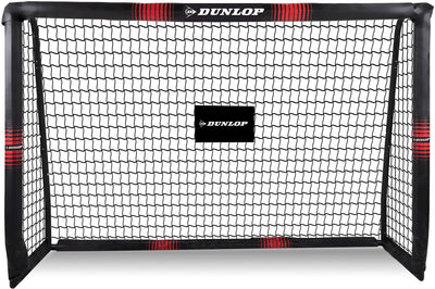 Porta da calcio Dunlop - Porta da calcio 180 x 120 x 60 cm - Porta da calcio grande - Giochi da esterno per bambini e adulti - Montaggio rapido - Porta da allenamento per calcio - Metallo - Nero Rosso