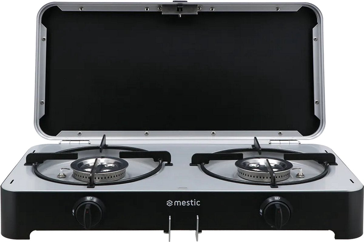 Mestic camping kooktoestel mgcp-1200 30mbar - 2 x 2500 watt vermogen - elektrische ontsteking - inclusief afneembare windschermen