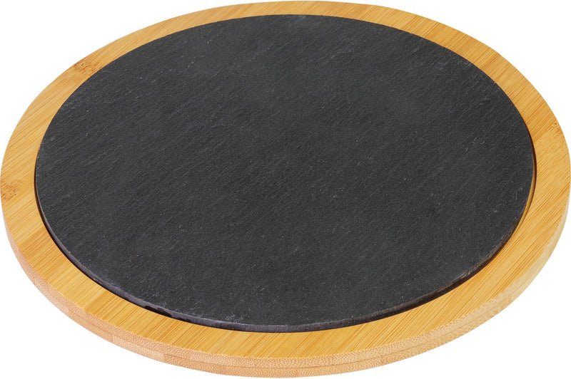 Westmark tabla para servir bambú y pizarra natural plato para servir, redondo, superficie: ø 28 cm, pizarra de bambú, tapas + friends, marrón claro antracita, 69612270
