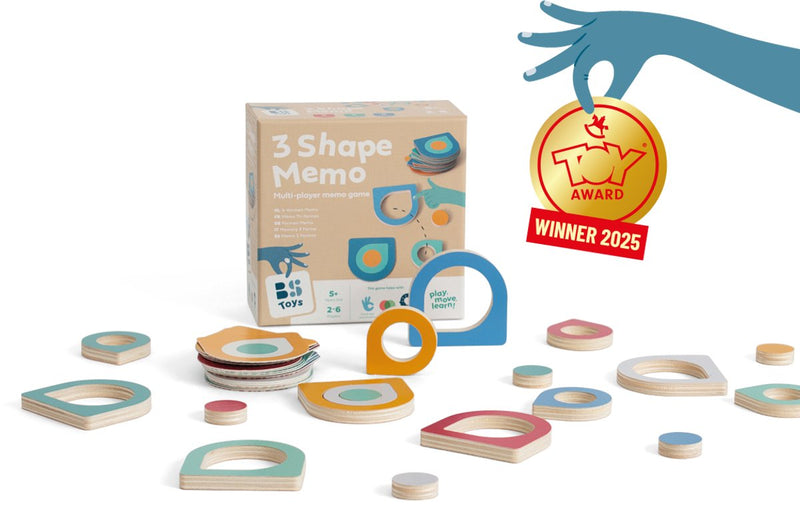 Bs Toys promemoria a 3 forme - promemoria a 3 forme - vincitore del premio giocattolo - gioco di memoria - gioco da tavolo - giocattoli educativi - legno FSC - adatto a partire da 5 anni