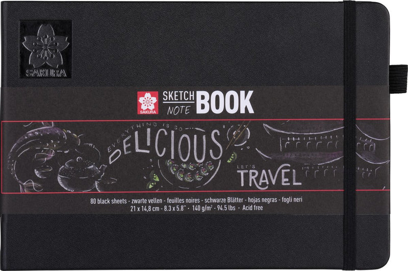 Cuaderno de bocetos Sakura 21 x 14,8 cm 80 páginas papel negro 140g