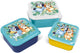 Stor bluey 3-in-1 snackdoosjes - 3 formaten - vierkant - sluit goed af - lunchboxen voor kinderen - los deksel - geschikt voor koekjes, fruit en snacks - donkerblauw turquoise geel
