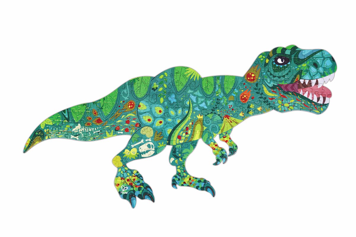 Hape Dinosaur Shimmer Floor Puzzle 200 piezas - T-Rex Glitter Puzzle para niños a partir de 8 años