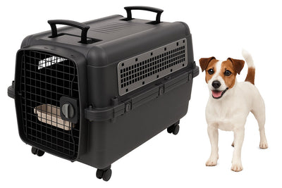 Flamingo jaula de viaje para perros – jaula para coche – caja de transporte para perros m 71x51x54 cm – jaula de transporte lanta gris oscuro