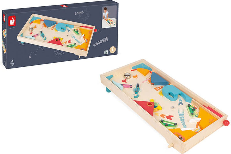 Janod - gioco - flipper in legno - con 3 palline in metallo