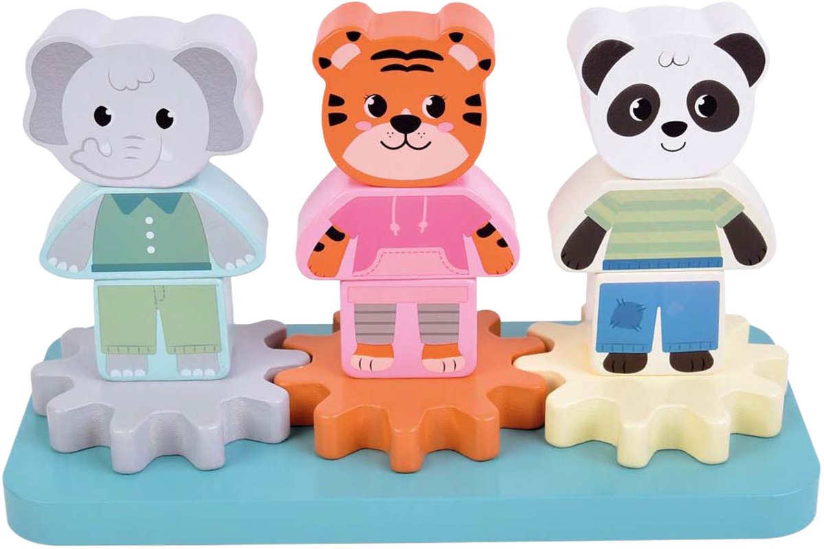 Small foot - gioco impilabile in legno con ingranaggi Jungle Friends fsc