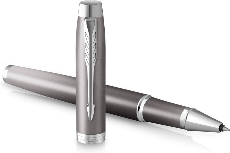 Parker estoy escribiendo rituales bolígrafo roller | acabado gris con degradado de color y detalle cromado | punto fino | tinta negra | con caja de regalo